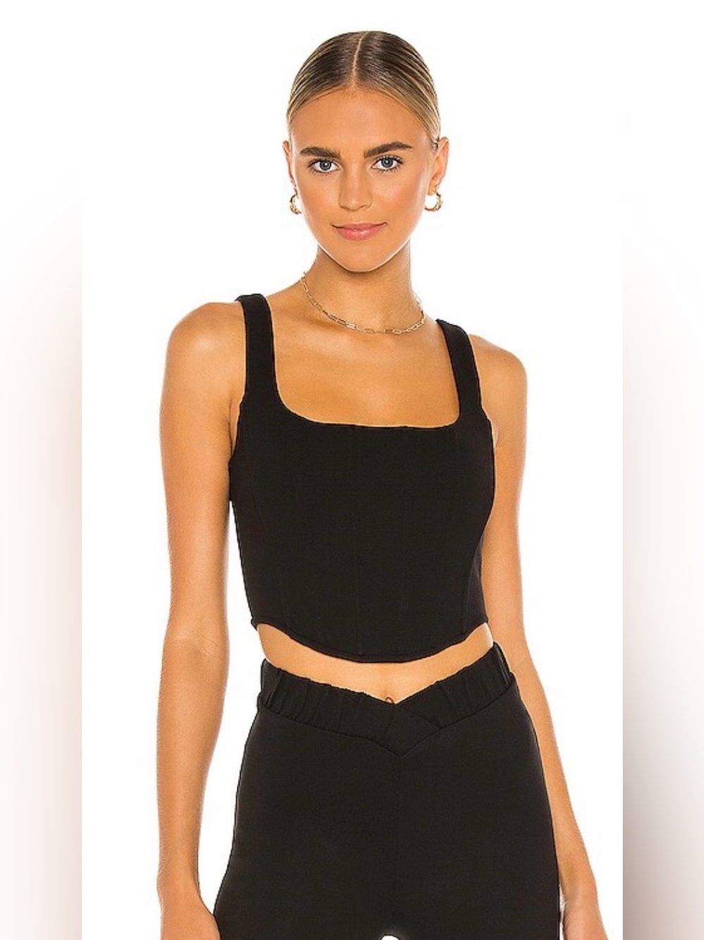 LPA Prescott Corset in Black XS Revolve zipper tank top shirt women